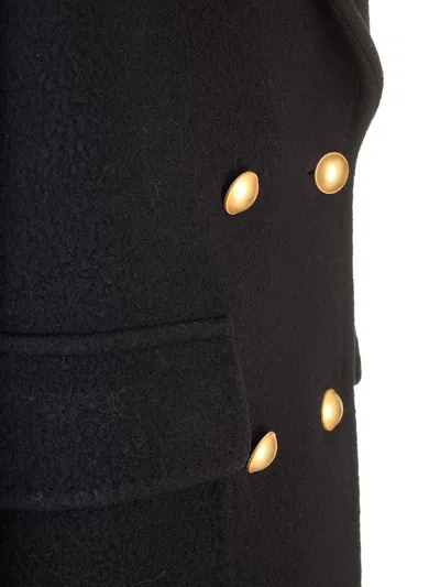 Tagliatore Navy Blue Double-breasted Coat In Black