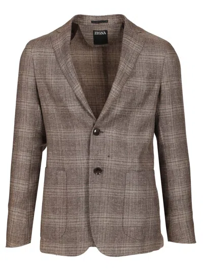 Ermenegildo Zegna Linen And Wool Jacket Jackets Brown