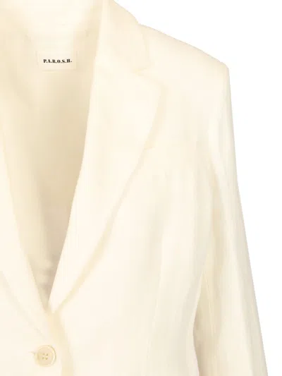 P.a.r.o.s.h Linen Blazer Jackets White In Neutral