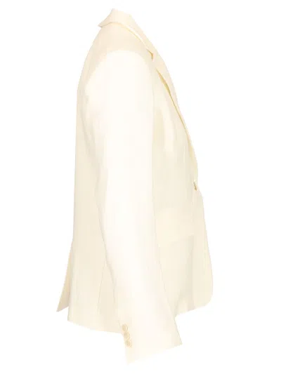 P.a.r.o.s.h Linen Blazer Jackets White In Neutral