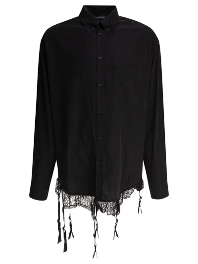 Balenciaga Women Black Lyocell Oversize Shirt In Black