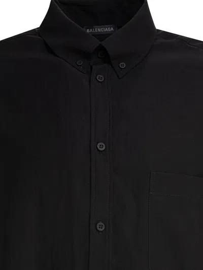 Balenciaga Women Black Lyocell Oversize Shirt In Black