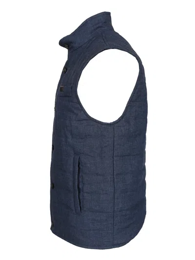 Fay Linen Vest Jackets Blue