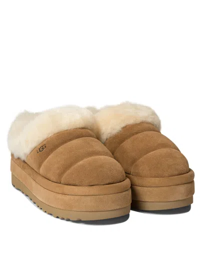 Ugg Chestnut Suede Slides Faux Fur