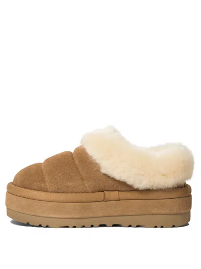 Ugg Chestnut Suede Slides Faux Fur