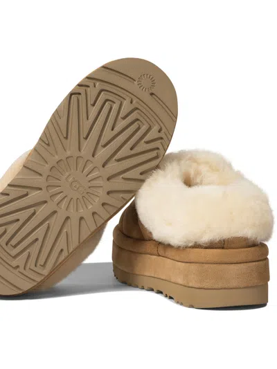 Ugg Chestnut Suede Slides Faux Fur