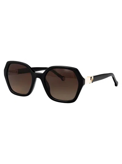 Carolina Herrera Black Acetate Sunglasses In Brown