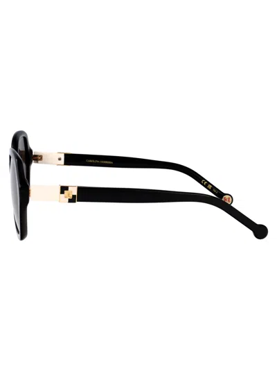 Carolina Herrera Black Acetate Sunglasses In Brown