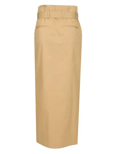 Dries Van Noten Pleated Long Skirt Belted Waist In Brown