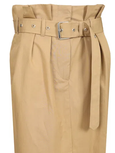 Dries Van Noten Pleated Long Skirt Belted Waist In Brown