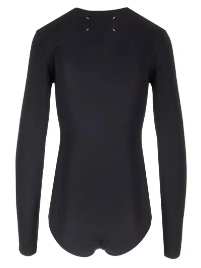 Maison Margiela Long Sleeved Bodysuit Tops Black In Black