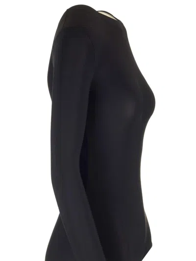 Maison Margiela Long Sleeved Bodysuit Tops Black In Black