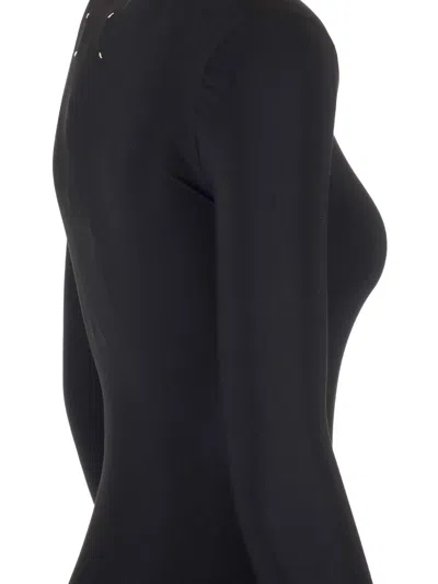 Maison Margiela Long Sleeved Bodysuit Tops Black In Black