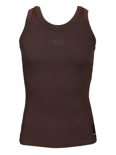 Fendi Look 30 Adv Top Ribbed Jersey Ff Club Crest Brown T-shirt Brown