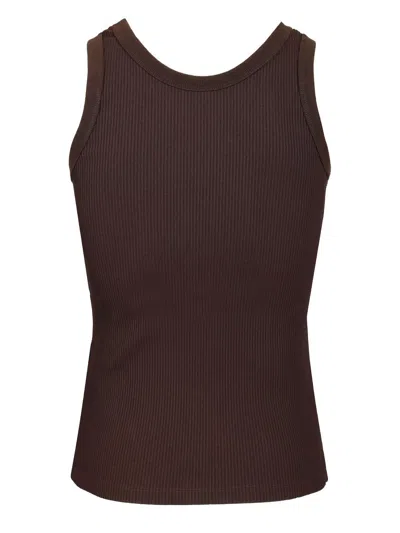 Fendi Look 30 Adv Top Ribbed Jersey Ff Club Crest Brown T-shirt Brown