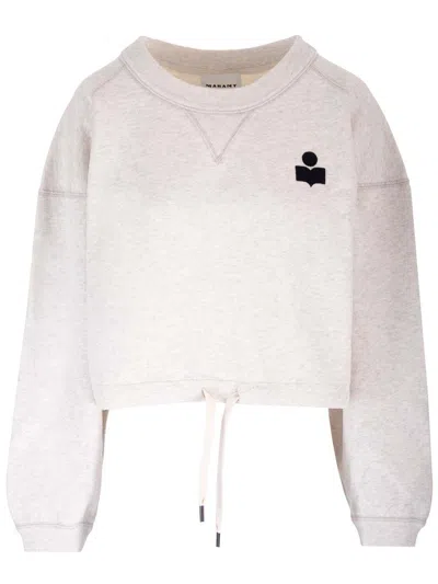 Isabel Marant Étoile Margo Cropped Drawstring Sweatshirt In White
