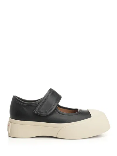 Marni Pablo Mary Jane Nappa Leather Sneakers In Black