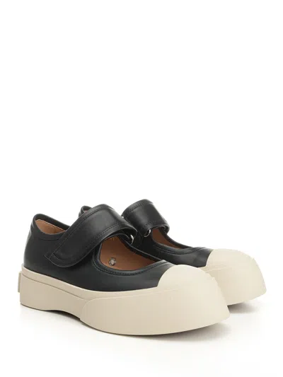 Marni Pablo Mary Jane Nappa Leather Sneakers In Black