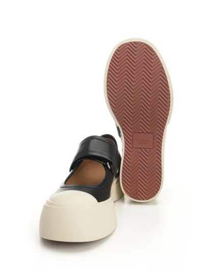 Marni Pablo Mary Jane Nappa Leather Sneakers In Black
