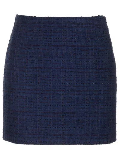 Tagliatore May Mini Skirt In Blue Tweed