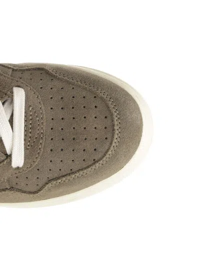 Autry Low-top Suede Sneakers With Rubber Sole And Lace-up Closure In Green