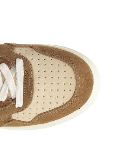 Autry Medalist Suede-panelled Lace-up Sneakers In Brown