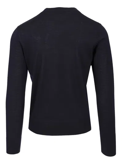 Dries Van Noten Merino Wool Sweater Knitwear Blue In Black