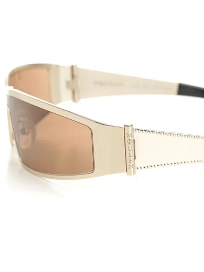 Alexander Mcqueen Metal Sun In Light Gold Glasses Multicolor