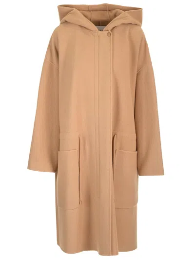 Max Mara Wool And Cashmere Blend Miele Coat In Brown