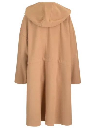 Max Mara Wool And Cashmere Blend Miele Coat In Brown