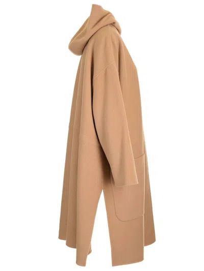 Max Mara Wool And Cashmere Blend Miele Coat In Brown