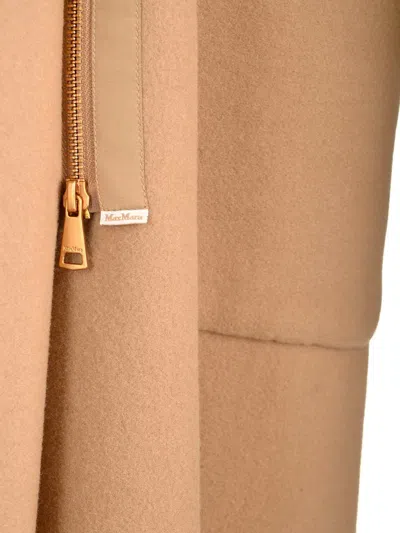 Max Mara Wool And Cashmere Blend Miele Coat In Brown