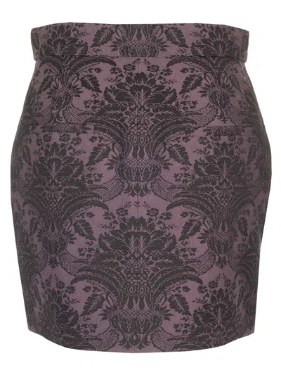 Max Mara Mini Skirt In Jacquard Wool Skirts Violet In Purple