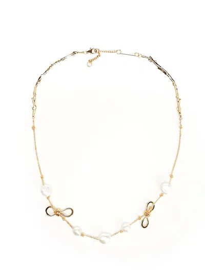 Marni Necklace With Knots And Pearls Jewelry Gold In Metallic