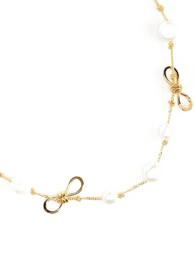 Marni Necklace With Knots And Pearls Jewelry Gold In Metallic