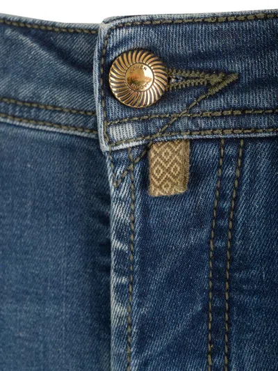 Jacob Cohen Denim Trousers With Belt Loops And Contrast Stitching In Blue