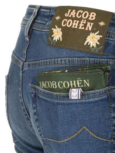 Jacob Cohen Denim Trousers With Belt Loops And Contrast Stitching In Blue