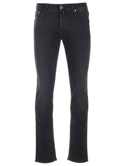 Jacob Cohen Belt Ring Denim Trousers In Black