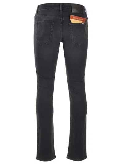 Jacob Cohen Belt Ring Denim Trousers In Black
