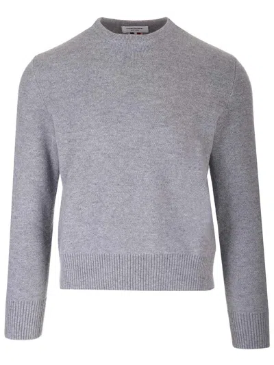 Thom Browne Pique Sweater Knitwear Grey In Gray
