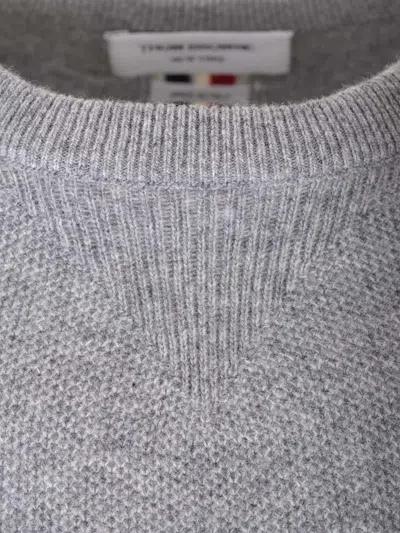 Thom Browne Pique Sweater Knitwear Grey In Gray