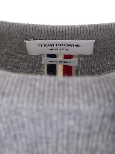 Thom Browne Pique Sweater Knitwear Grey In Gray