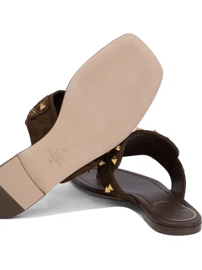 Valentino Garavani Plaster Caster Flip Flops With Gold Accents And Open Toe