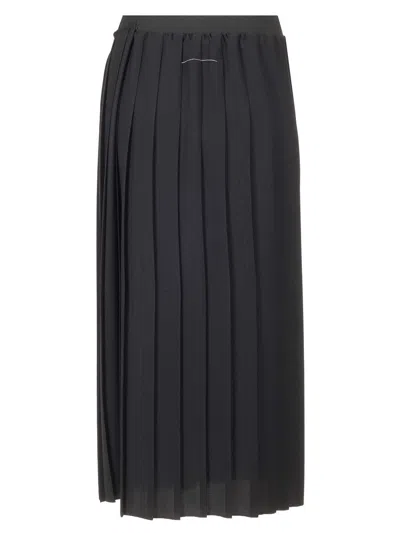 Mm6 Maison Margiela Pleated Midi Skirt Skirts Black In Black