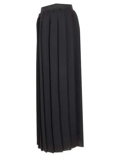 Mm6 Maison Margiela Pleated Midi Skirt Skirts Black In Black