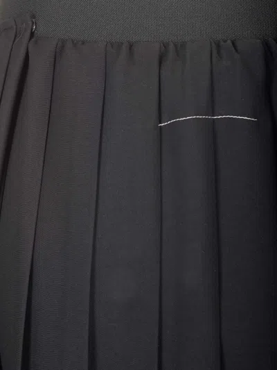 Mm6 Maison Margiela Pleated Midi Skirt Skirts Black In Black