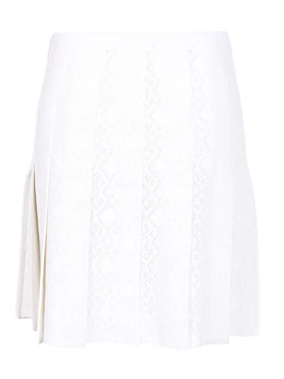 Givenchy A-line Skirt With Embroidered Perforated Pleated Design