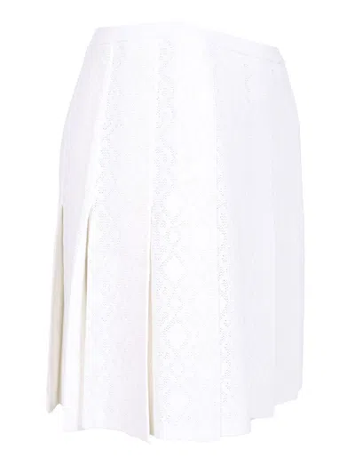 Givenchy A-line Skirt With Embroidered Perforated Pleated Design