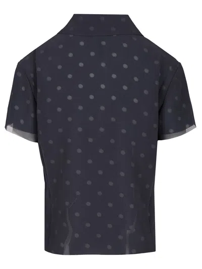 Acne Studios Polka Dot Polo Polo Shirt Blue In Black