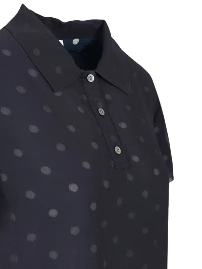 Acne Studios Polka Dot Polo Polo Shirt Blue In Black